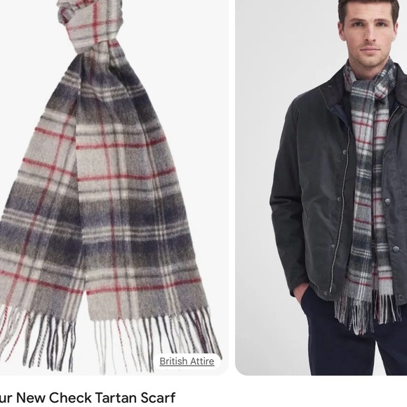 Barbour New Check Wool Winter Tartan Scarf - Picture 1 of 5